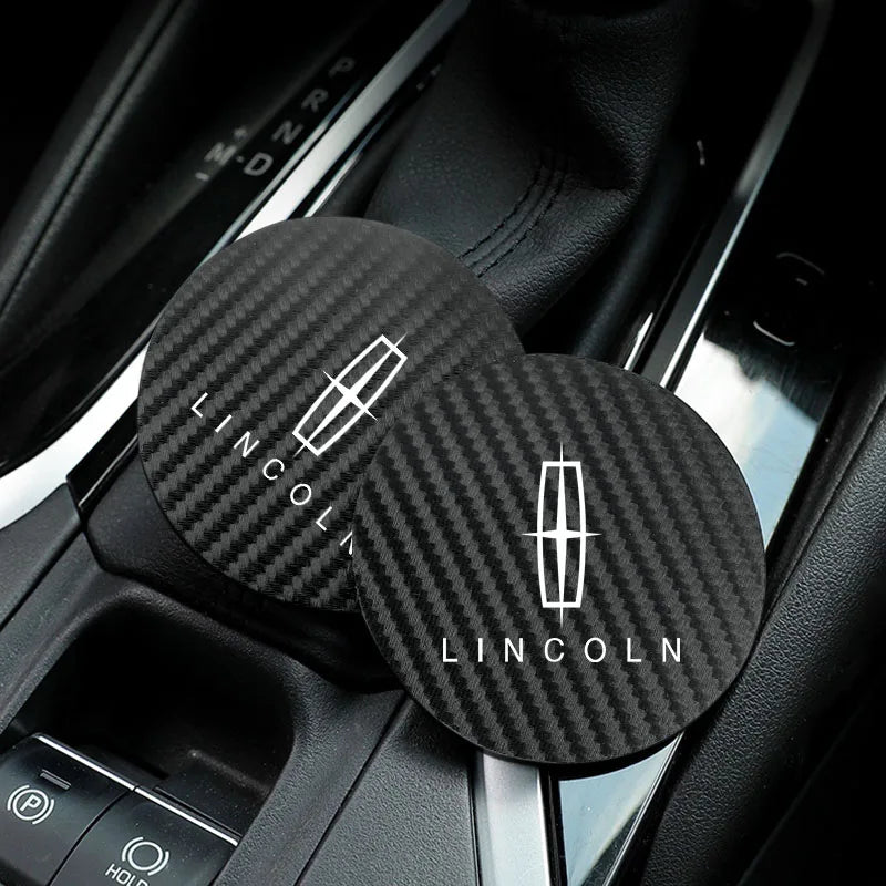 Leather Car Coaster Anti-Slip Water Cup Slot Pad For Lincoln Navigator Continental Nautilus Aviator MKZ MKX MKC MKT MKS Corsair