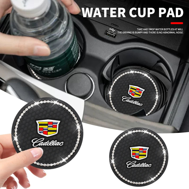 Car Non-slip Water Cup Pad Diamond Rhinestone Bling Decoration For Cadillac Escalade GT4 XT4 ATS XT5 CTS XTS RS Accessories