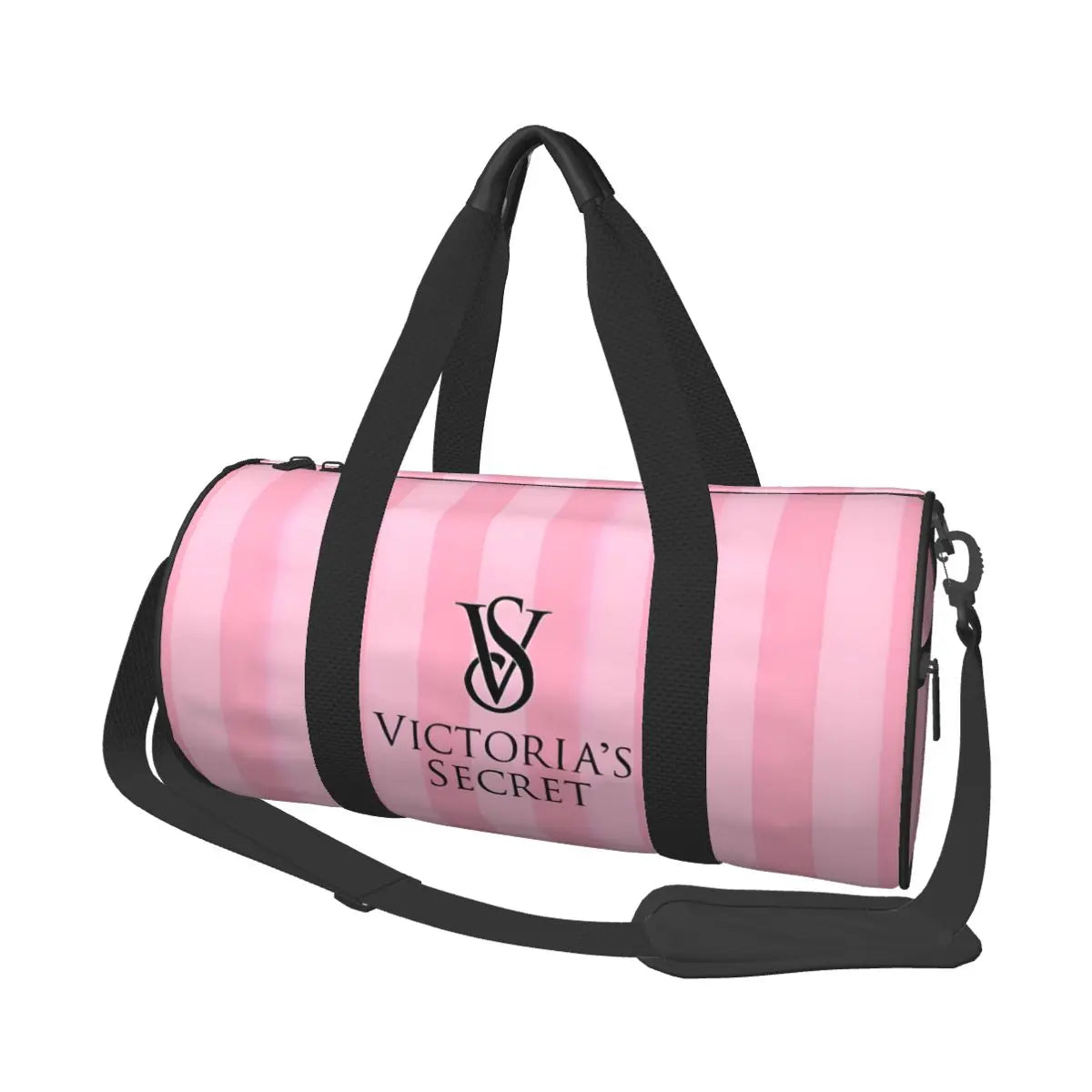 Pink White Stripe Round Capacity Travel Duffel Bag Male Female Large-Capacity Hand Luggage Sports Fitness Bag Travel Package