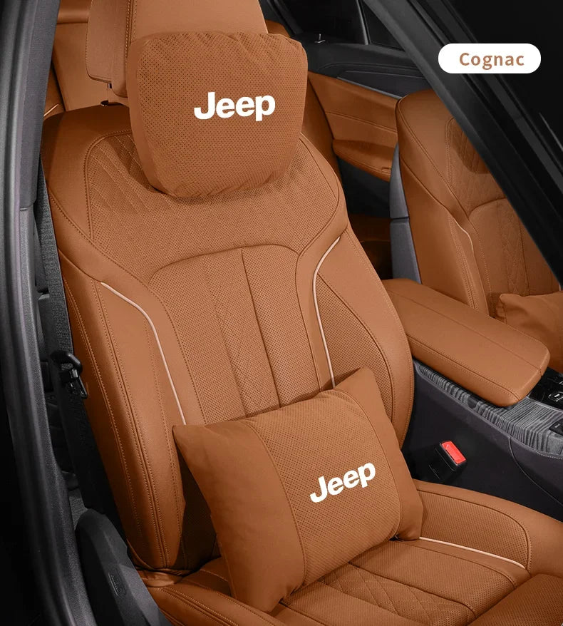 Car Suede Ventilate Headrest Seat Waist Cushion Pillow Jeep Wrangler Grand Cherokee Renegade Compass Gladiator Patriot Commander
