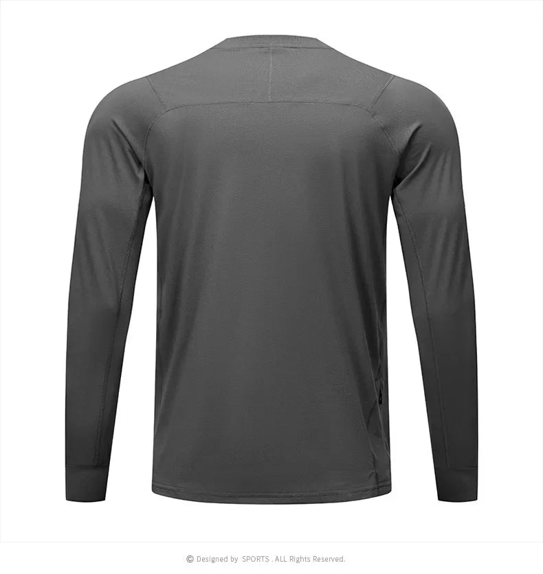 Quick Dry Long Sleeve T-Shirt Men's Thin Collar Breathable Outdoor Sports Base Shirt Striped Pattern Casual Comfortable Top