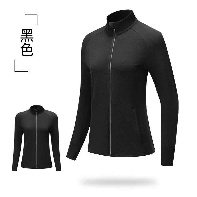 Men's Women's Marathon Running Training Jackets Thumb Holes Watch hole Stand collar Fitness Winter Jogging Training Zipper Coat