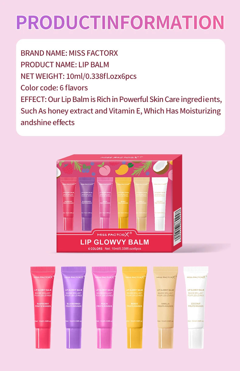6-piece fruit flavored lip gloss set, moisturizing lip oil, glossy hydration, the best choice for women's holiday gifts