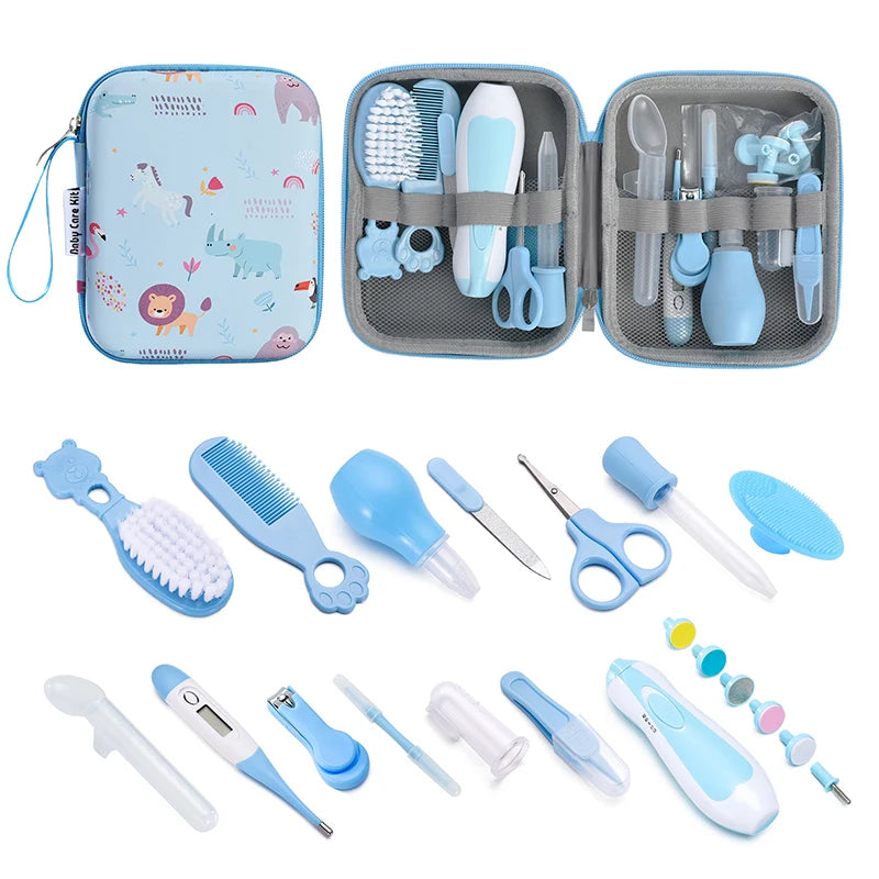 Baby Care Kit Kids Hair Nail Healthcare Thermometer Grooming Brush Kit Clipper Scissors Nail clipper Newborn Care Cleaning Set