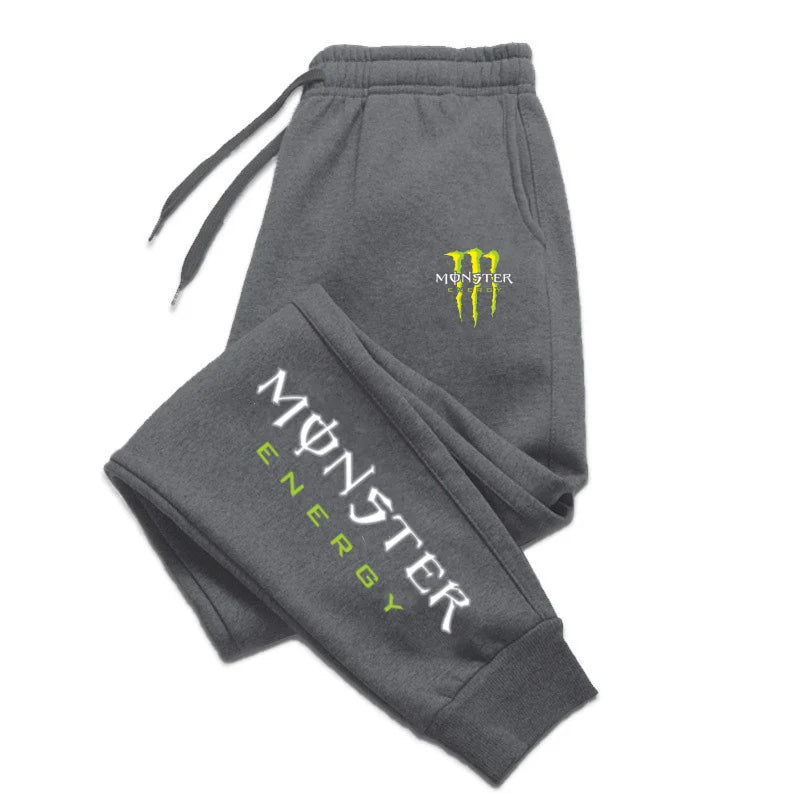 Monster Energy Letter Print Versatile Drawstring Casual Long Pants Men's Loose Straight Leg Jogger Pants