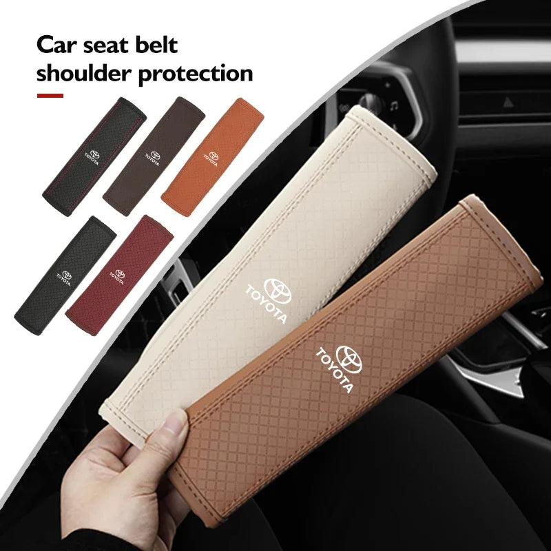 Leather Car Seat Belt Protector Pad Shoulder Strap Cover For Toyota Corolla Prius Auris CHR Land Cruiser Camry Avalon