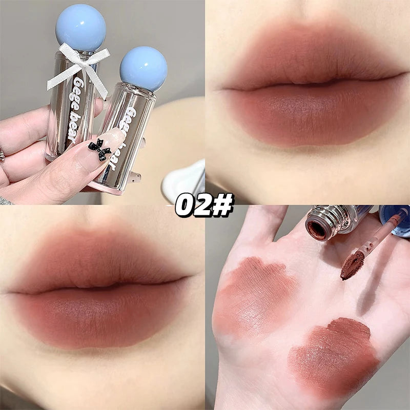 Gege bear Artistic Soft Mist Mousse Lip Glaze Velvet Matte Lipstick Holding Makeup Not Easy to Sticky Cosmetics Lipstick