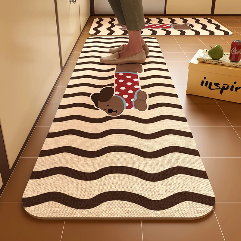 VIKAMA Budding Diatomite Carpet Scandinavian Style Non-Slip Water-Absorbent Mute Kitchen Breakfast Area Home Decoration