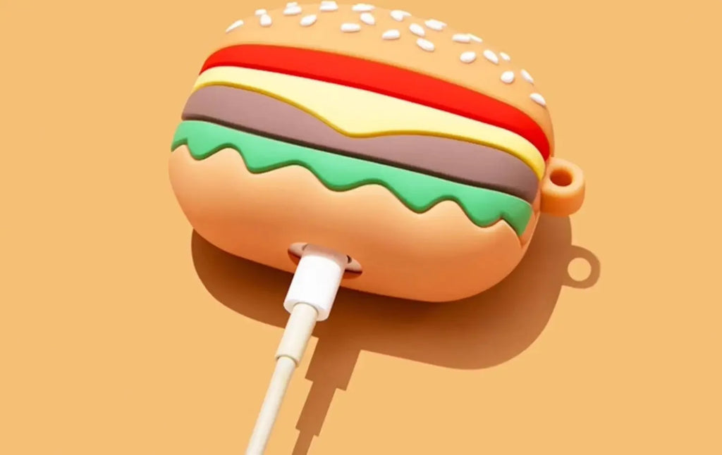 For AirPods 4 3 2 1 Pro Pro2 Earphone Case 3D French Fries Hamburger Silicone Protective Headphone Box With Pendant Cover