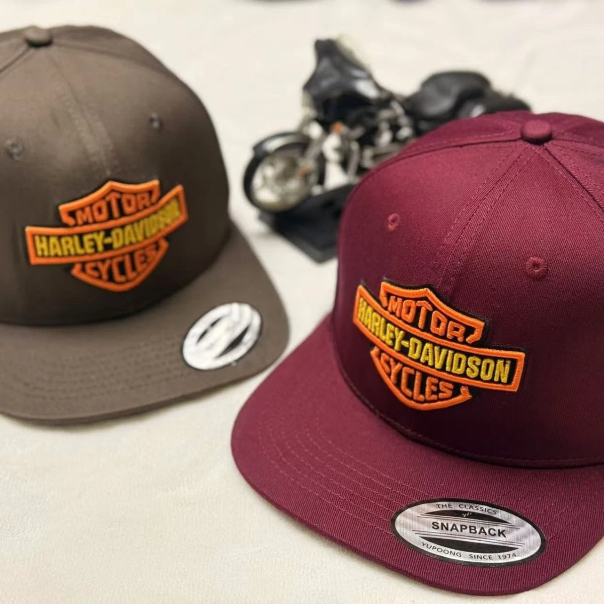 Dopamine-colored Anniversary Street Motorcycle Embroidered Casual Flat-brimmed Hats Men And Women For Harley Davidson Accessory