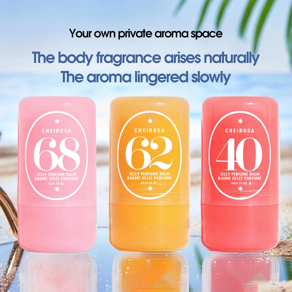 Jelly Solid Perfume Balm Set – 3 Scents Long Lasting Fresh Light Scent Portable Travel Size Deodorant Balm for Men & Women
