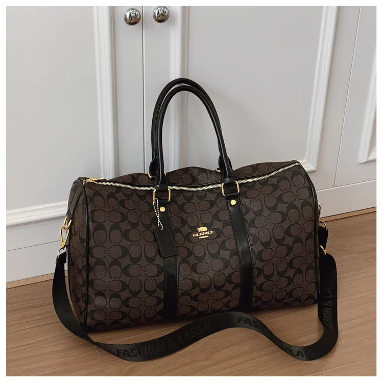 Weekend Getaway Large Duffle Travel Bag, Monogram Canvas Carry On Bag for Business Trip Gym Overnight