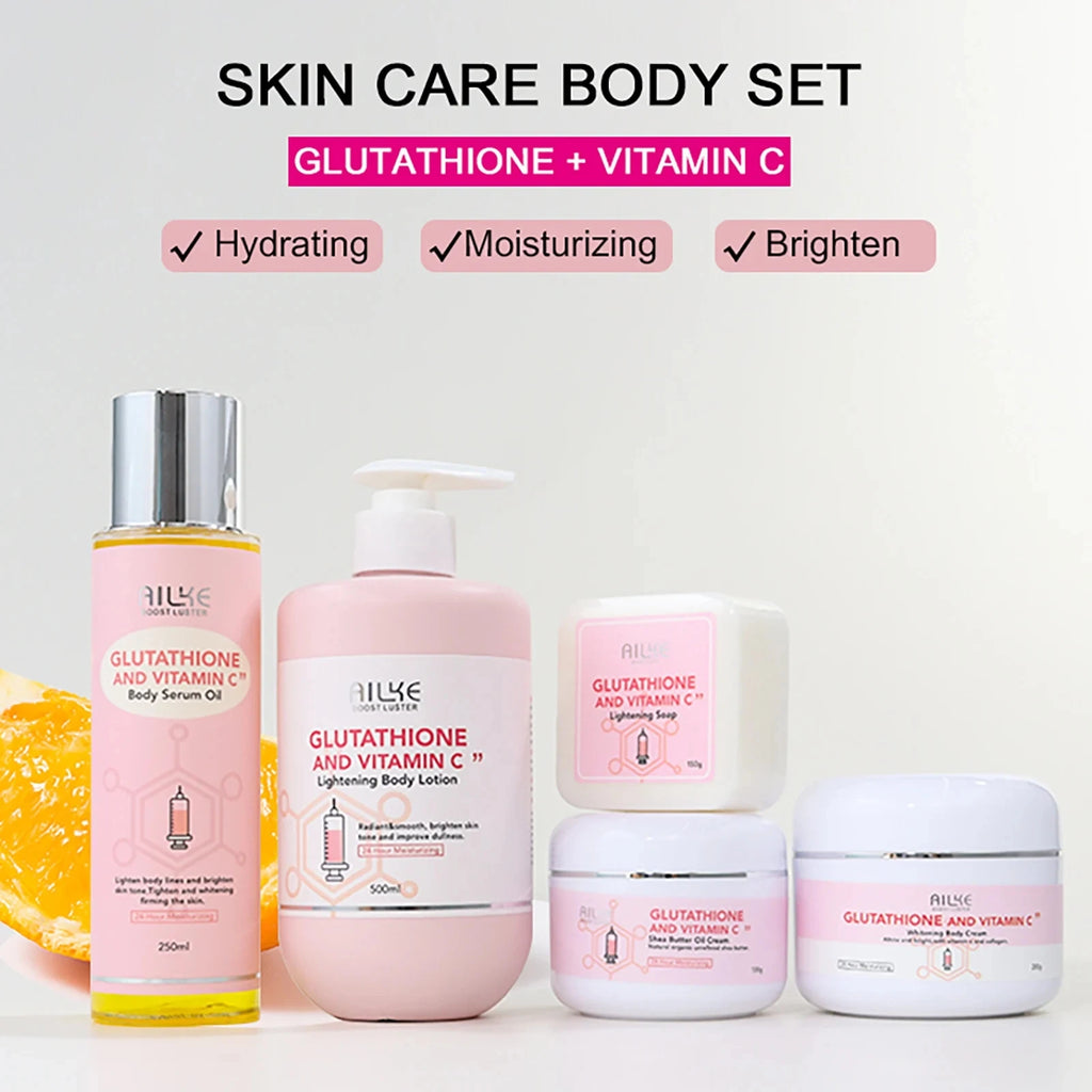 AILKE Skin Whitening Set, With Glutathion, Vitamin C, Shea Butter, Remove Dark Spots, Melanin, Pigmentation, Freckles, Stains