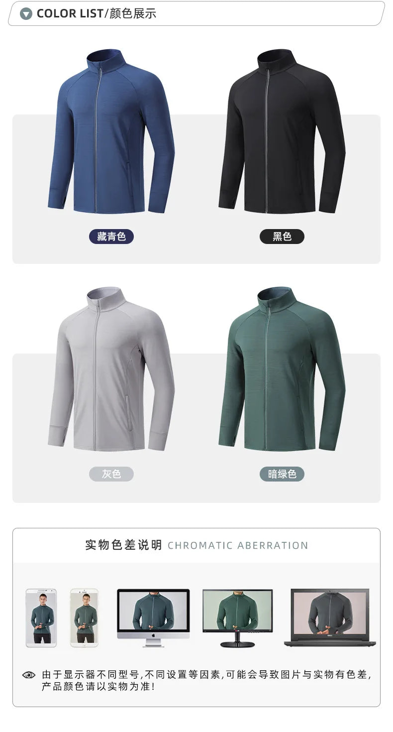 Men's Women's Marathon Running Training Jackets Thumb Holes Watch hole Stand collar Fitness Winter Jogging Training Zipper Coat
