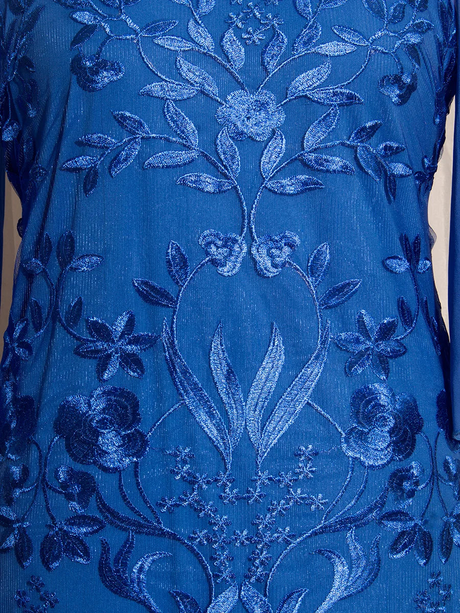 Elegant Round Neck Embroidery Knee Length Plus Size Formal Dress With Half Sleeves