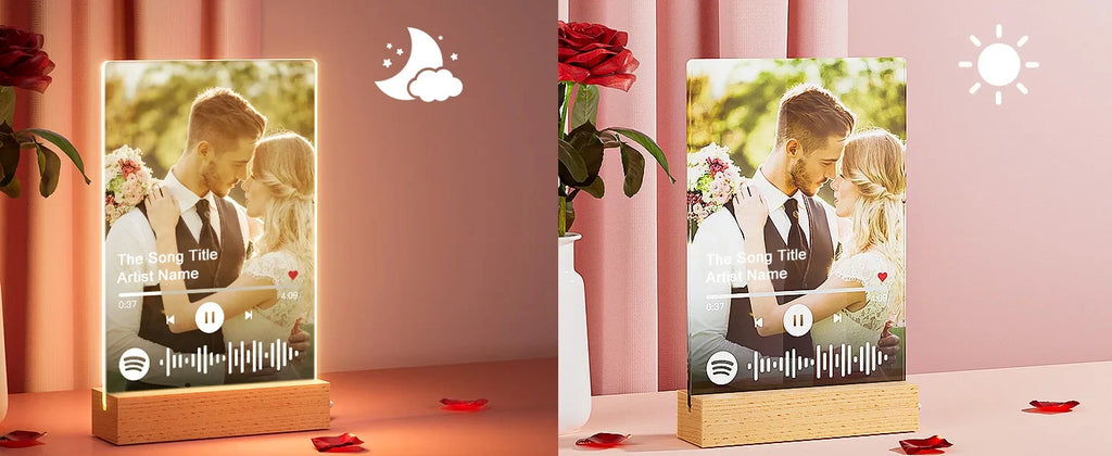 Personalised Acrylic Spotify Music Photo Plaque with LED Night Light Custom Mothers Day Gift Photo frames Custom Couple Gift