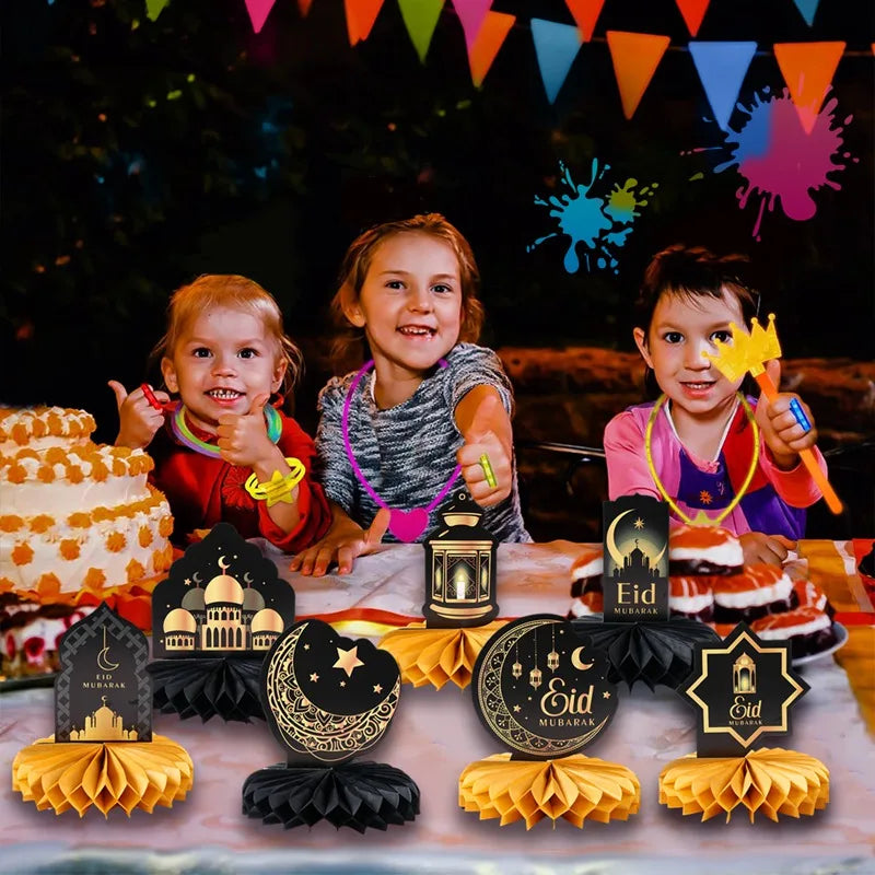 Eid Mubarak Honeycomb Desktop Decor Ramadan Decor 2025 Paper Eid Ornaments Ramadan Kareem Islamic Muslim Party Eid Al Adha Gifts