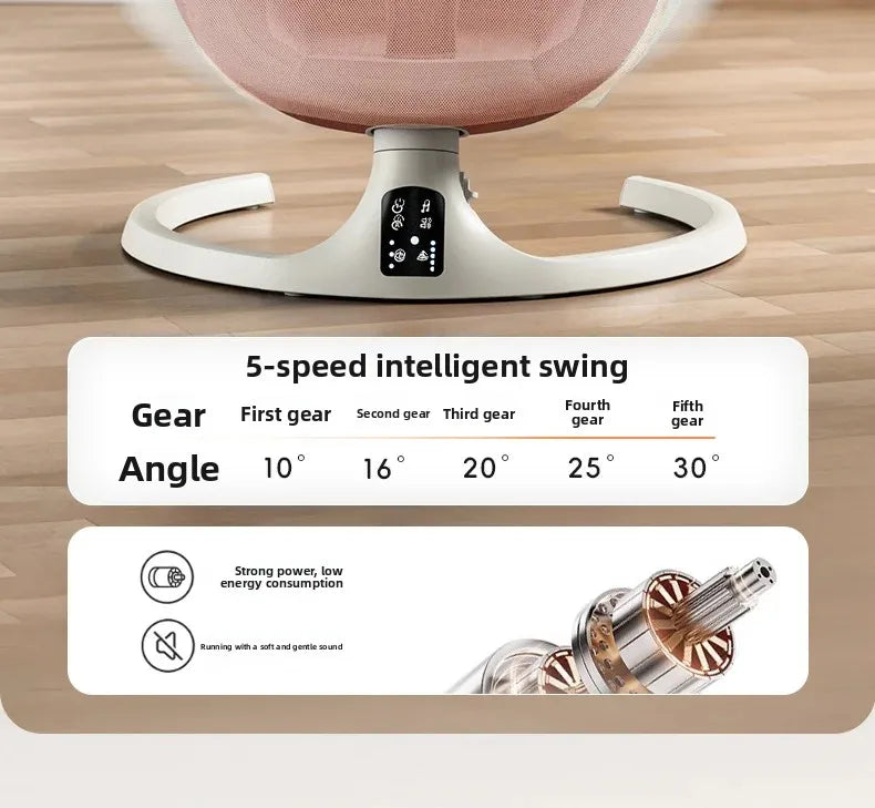 Baby Electric Rocking Chairs,Baby Bouncers Bluetooth & USB Music Baby Swing Electric 180° Rotating Seat, Multi Speed Baby Rocker