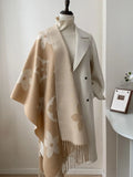Elegant Double-Sided Cashmere-Imitating Shawl Women's Fashionable Air Conditioning Outerwear Versatile Autumn Winter Style