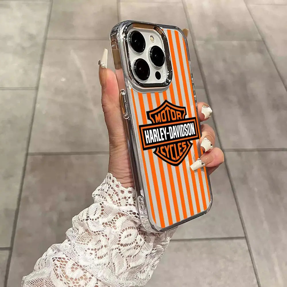 Motorcycle H-Harleys D-DavidsonsS Phone Case for Iphone 17 Air 16 15 14 13 12 11 Pro Max Plus Electroplated large hole soft shel