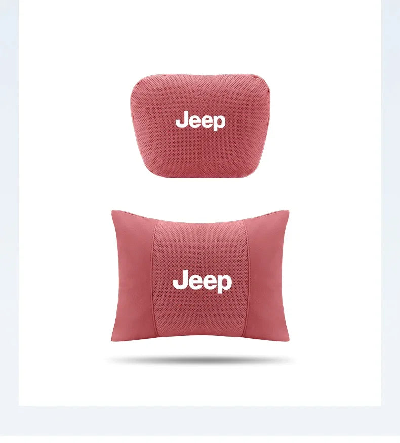 Car Suede Ventilate Headrest Seat Waist Cushion Pillow Jeep Wrangler Grand Cherokee Renegade Compass Gladiator Patriot Commander
