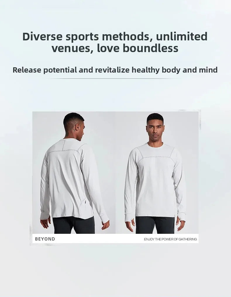 Quick Dry Long Sleeve T-Shirt Men's Thin Collar Breathable Outdoor Sports Base Shirt Striped Pattern Casual Comfortable Top