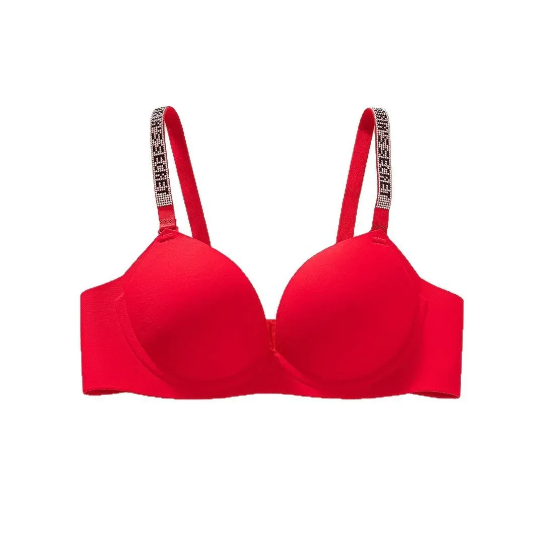 Wireless Letter Strap Bra Women's Summer Thin Comfortable Small Chest Gathered Look Big Sexy Anti-Sagging Exposed Bra