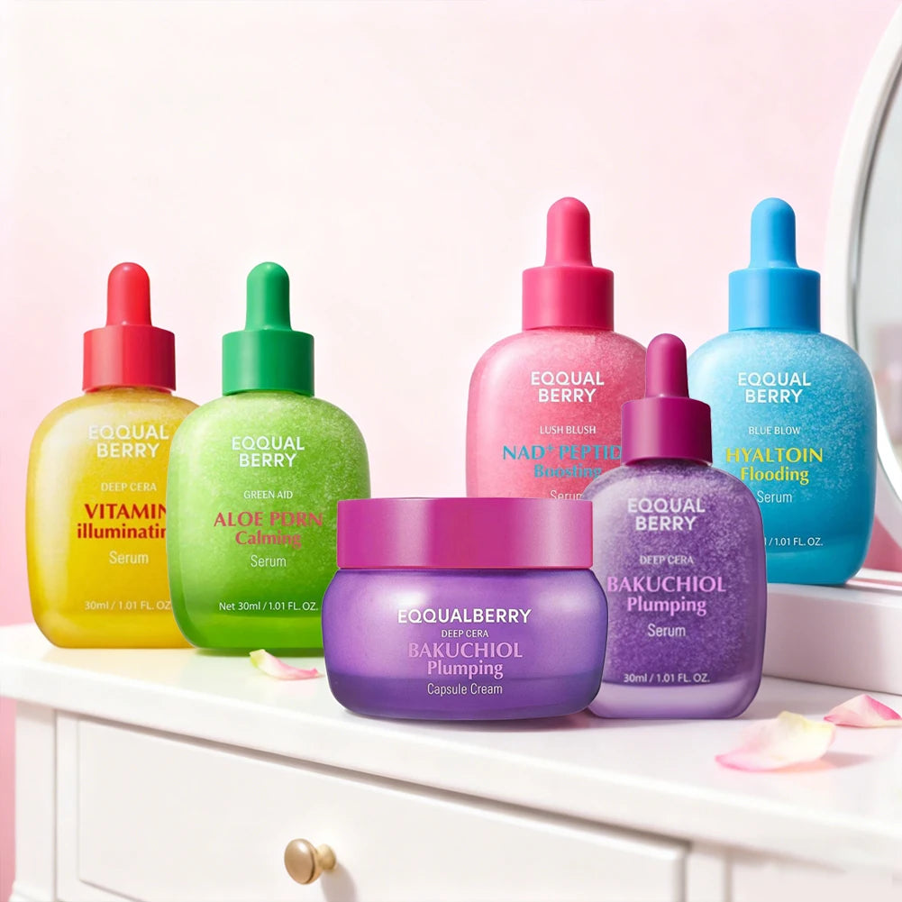 EQQUALBERRY Bakuchiol Plumping Serum with Ceramide & Psoralol Rich Capsule Cream Moisturizing Cream Korean Skincare