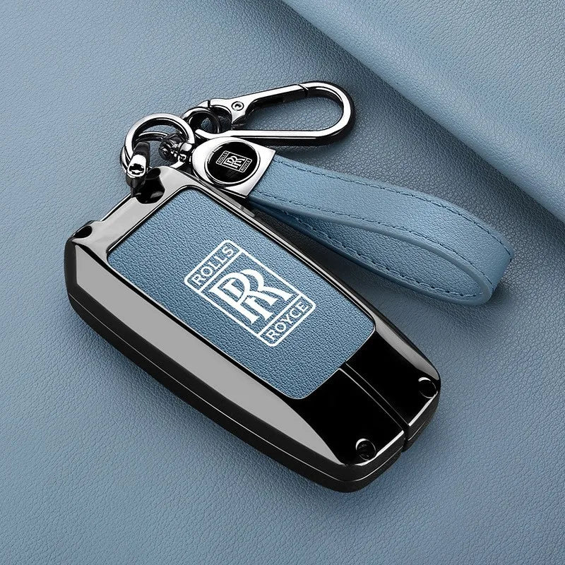 Zinc Alloy Leather Car Smart Remote Key Case Cover Shell For Rolls-Royce Cullinan Phantom Ghost Wraith Dawn Keychain Accessories