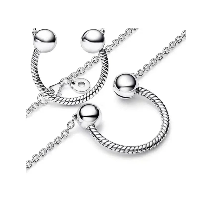 Exquisite 100% 925 sterling silver eternal heart-shaped circular pendant necklace for women DIY jewelry Valentine's Day gift