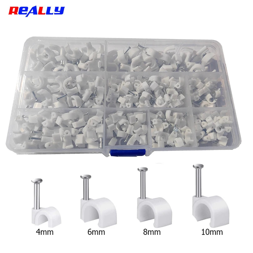 400Pcs 280Pcs Round Cable Wire Clips  Cable Management RG6 CAT6 RJ45 Electrical Wire Cord Tie Holder Circle 4mm 6mm 8mm 10mm