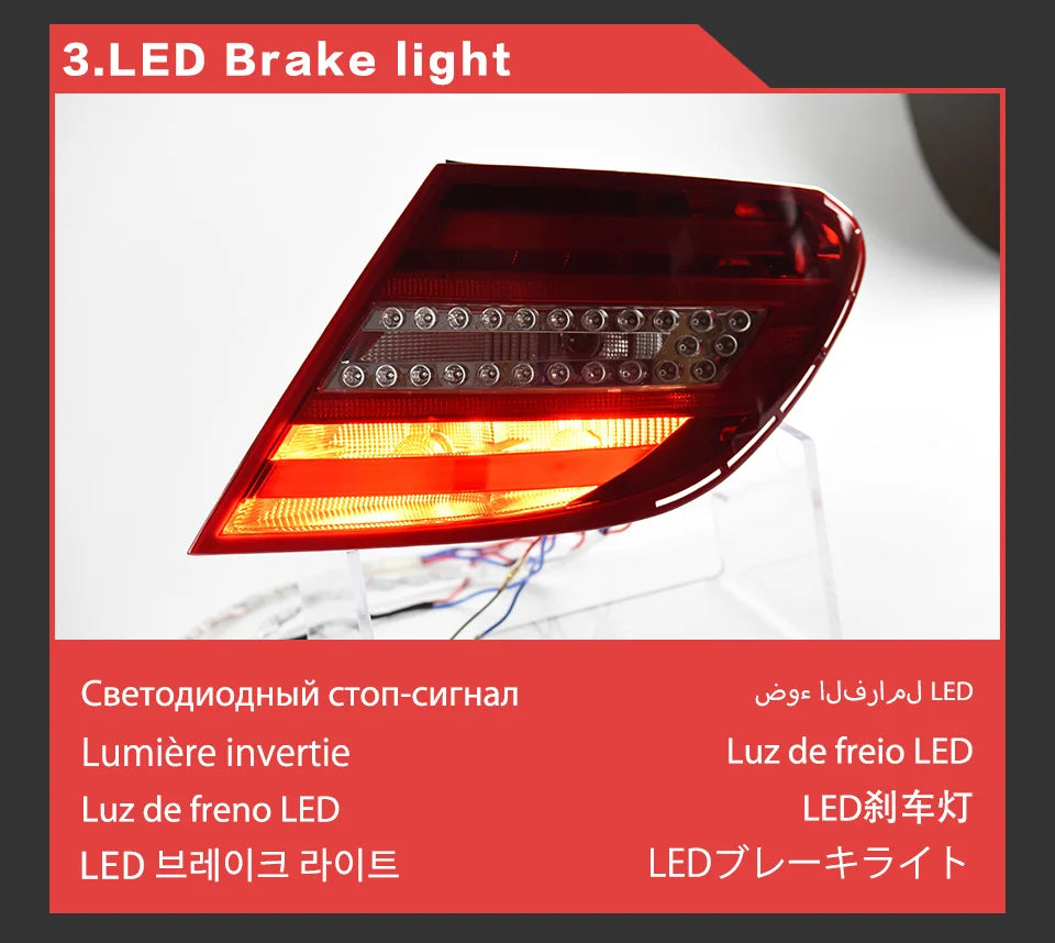AKD Tail Lamp for Benz W204 LED Tail Light 2007-2013 C180 C200 C300 C350 C63 Rear Fog Brake Turn Signal Automotive Accessories