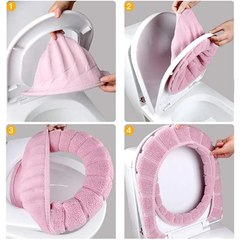 5 Piece Set Toilet Seat Cover , Soft  and Comfortable, Fits Most Toilets, Anti-Slip, Highly Absorbent, Perfect for Home Use