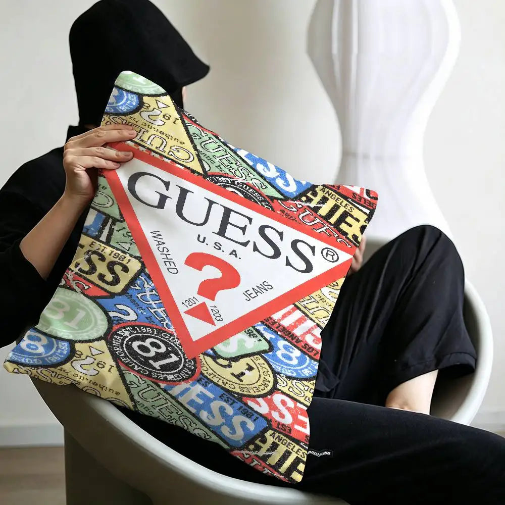 Fashion G_GuessS Logo Printed Pillow Gift Home Office Decoration Pillow Bedroom Sofa Car Cushion CoverPillow Case