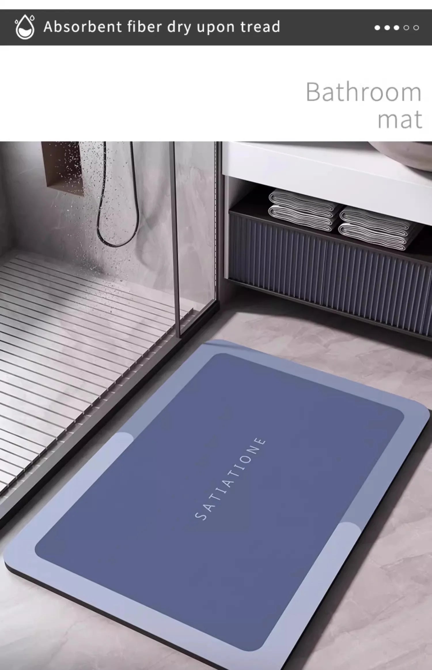 Diatomite Bath Mats Bathroom Absorbent Anti Slip Floor Mat Foot Carpet Quick Dry Shower Toilet Rug Doormat Washable
