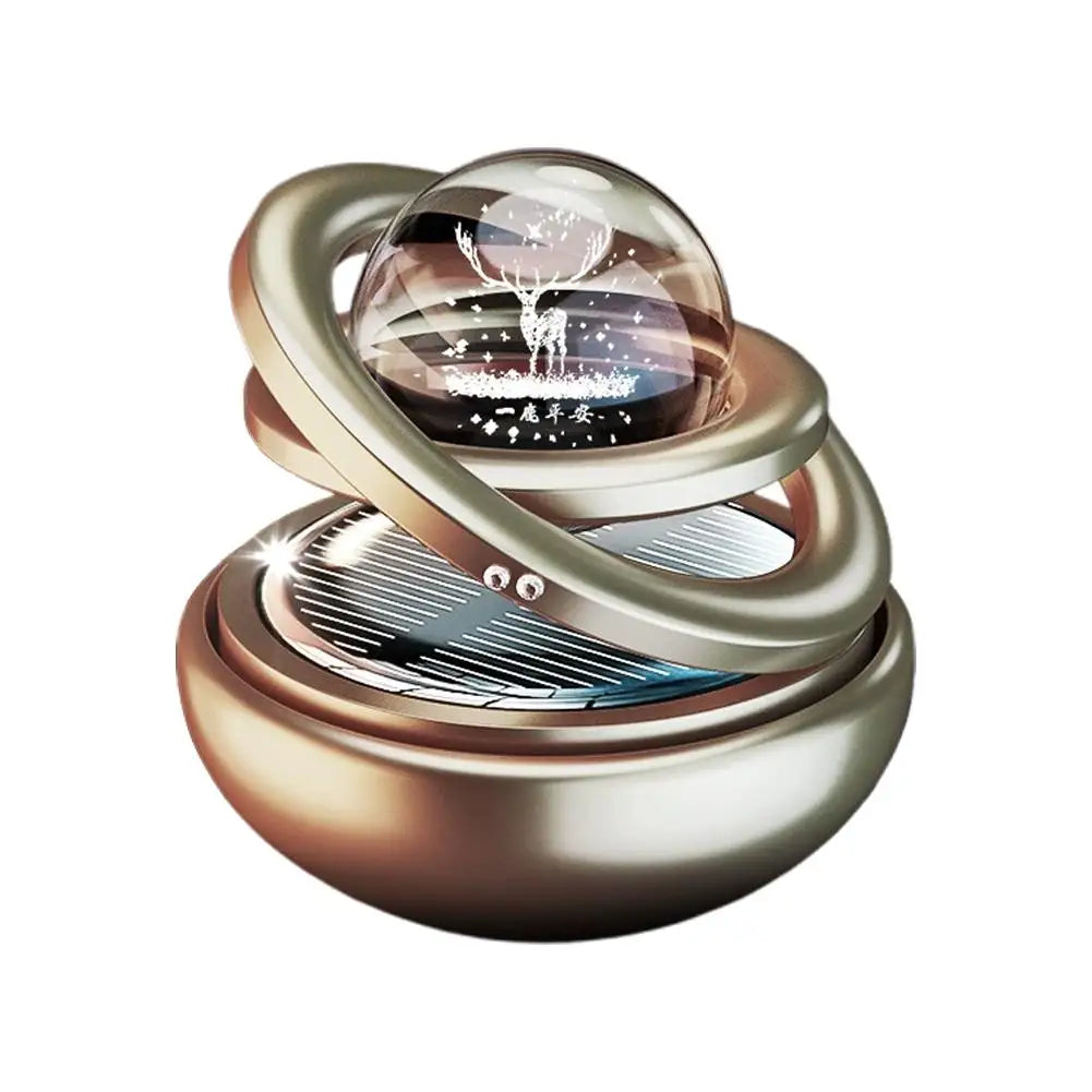 Solar Car Air Freshener Rotating Aromatherapy Diffusing Car Interior Air Freshener Perfume Fragrance Mist Without Tablet ﻿