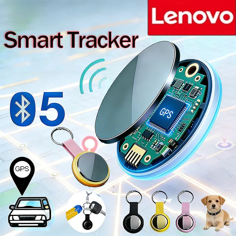Lenovo New Bluetooth Smart GPS Tracker Anti-Lost Reminder Device Elderly Kid Bags Finder Air Tag Apple Android Tracking Locator