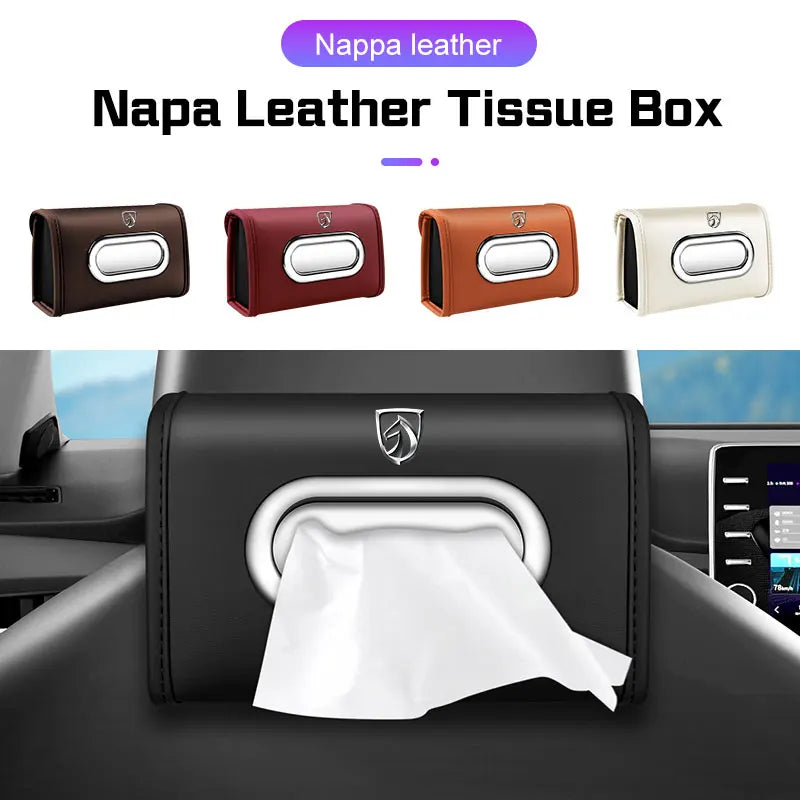 for Baojun 510 730 360 560 RS-5 530 630 Wuling Hongguang S Leather Car Tissue Bag Seat Back Hanger Kleenex Case Visor Napkin Box