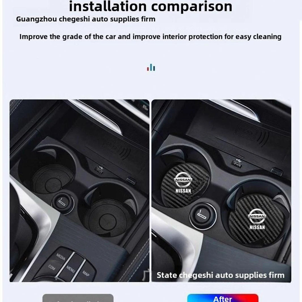 Car Cup Holder Coaster Anti-Slip Mat Car Water Cup Pad For Nissan Rogue Qashqai rontier Pathfinder Altima Sentra Murano Versa
