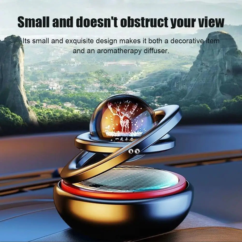 Solar Car Air Freshener Rotating Aromatherapy Diffusing Car Interior Air Freshener Perfume Fragrance Mist Without Tablet ﻿