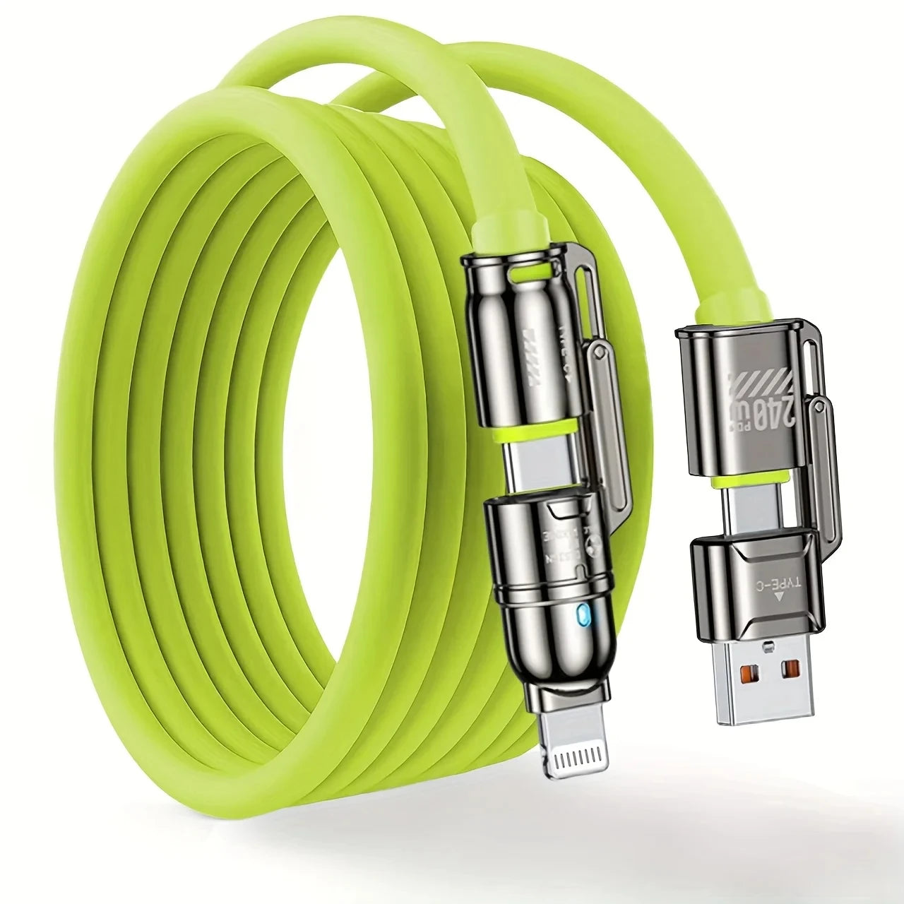 USB C 4-in-1 Type C Cable 240W Super Fast Charging Multiple Functions For iPhone 11 12 13 14 15 16 17 Samsung Xiaomi iPad Tablet