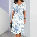 2024 Summer New Chinese Style Floral Print Women's Dresses Female Elegant Dresses Plus Size Long Dresses Women's Clothing