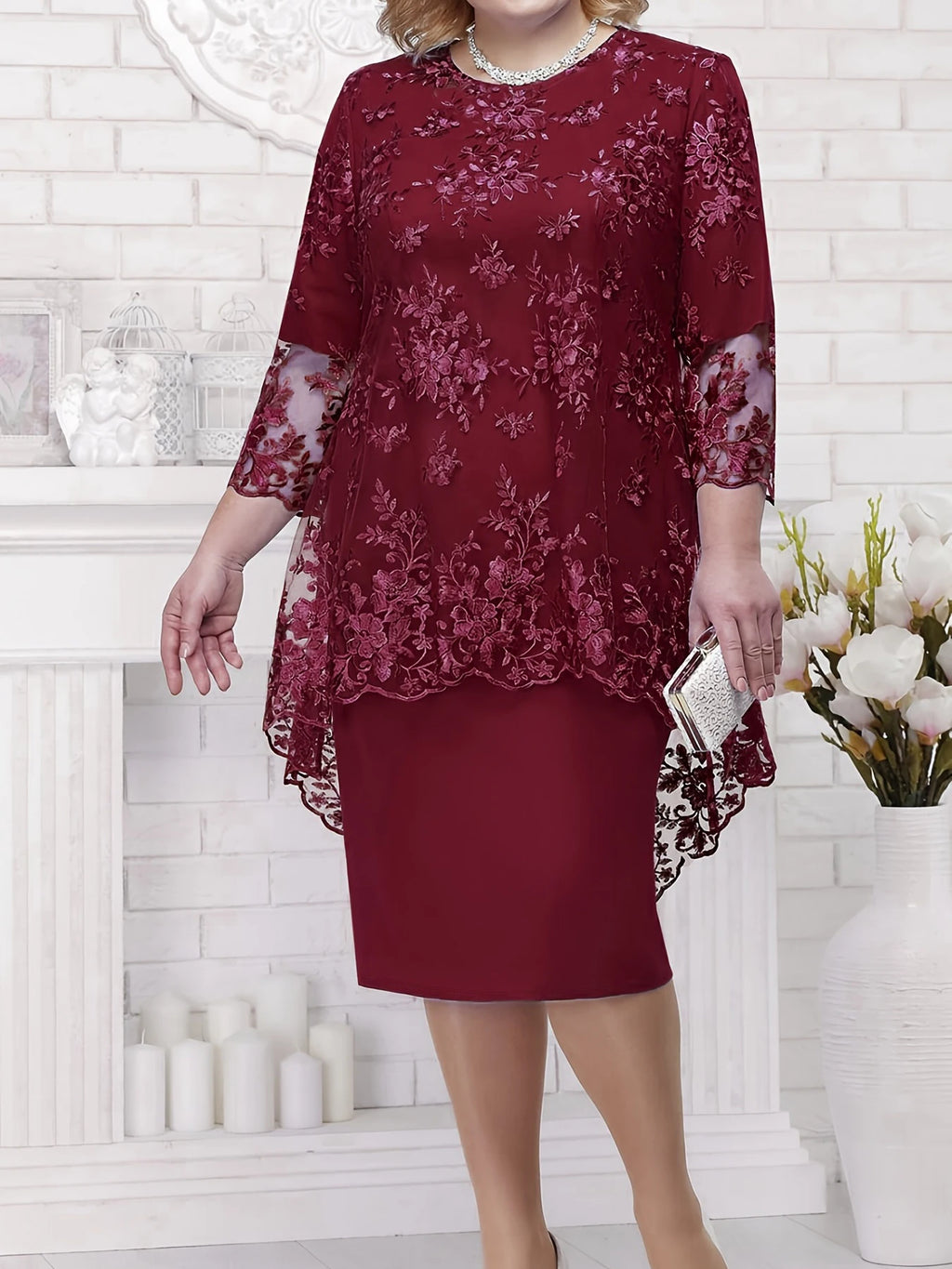 plus size Large Women's Dress New Two Piece Set Large Women's Dress Cocktail Dress 2019#
