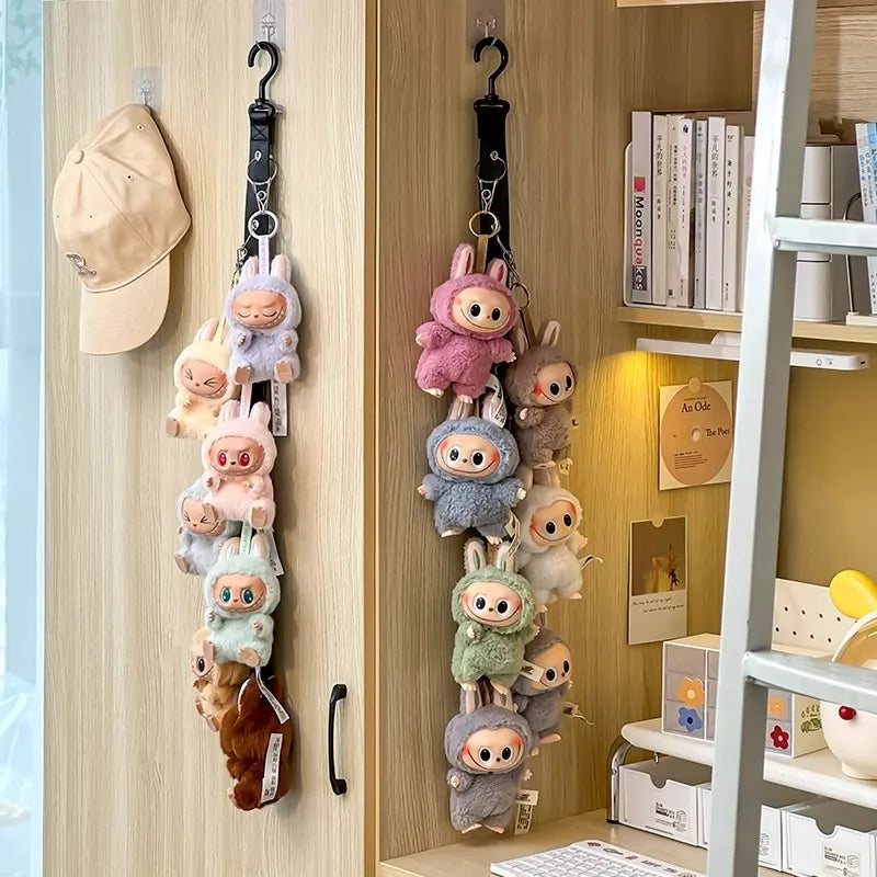 Hanging Storage Hook for Labubu Cartoon Doll Storage Rack with 8 Hooks Door & Wall Hanging Organizer for Labubu Accessories