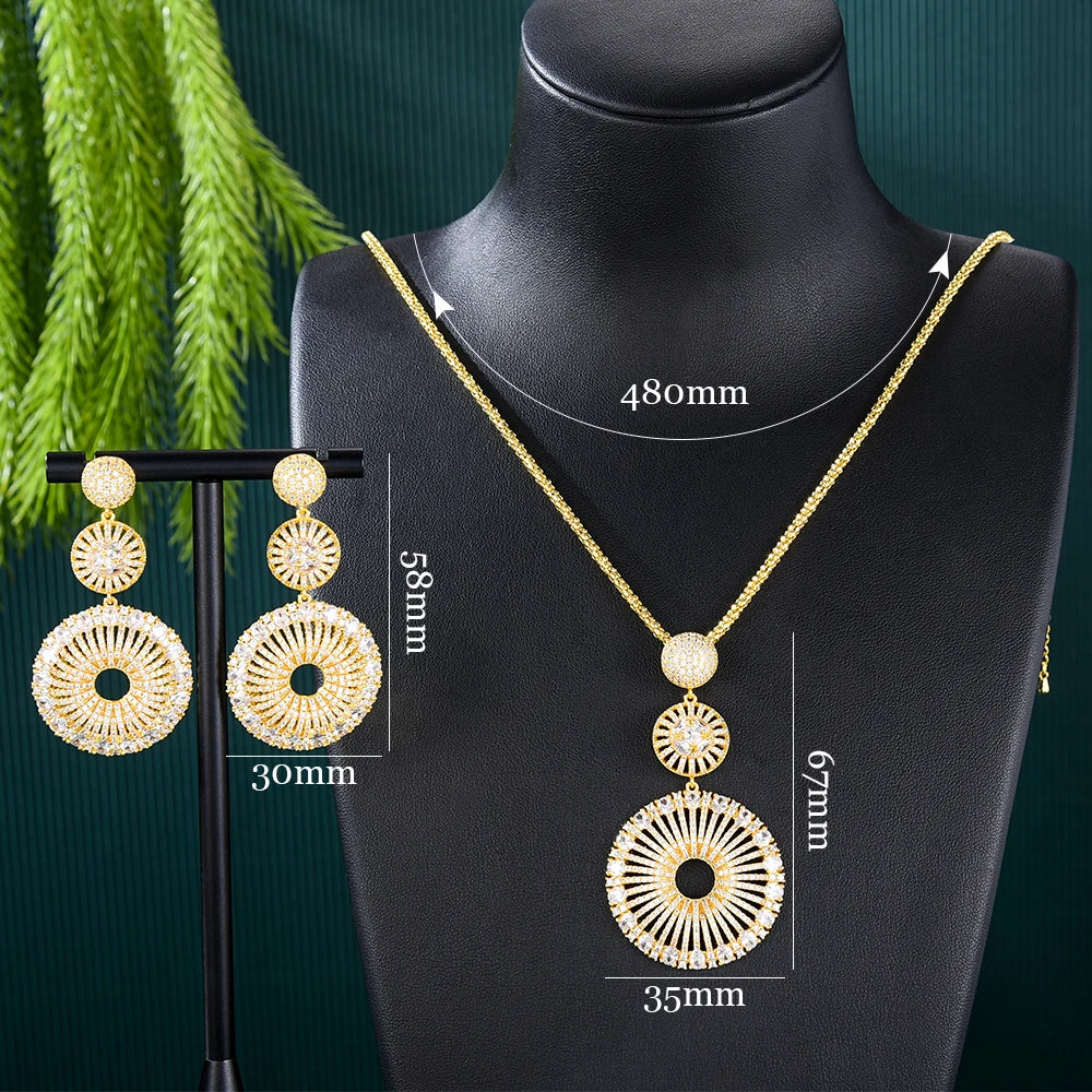 GODKI Luxury 2PCS Nigerian Jewelry sets For Women Wedding Cubic Zircon CZ Dubai Gold Bridal Accessory