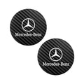 2Pcs Car Emblem Cup Trough Mat Carbon Fiber Leather Cup Pad For Mercedes Benz AMG W177 W176 X166 X167 C257 C218 X253 C118 C117