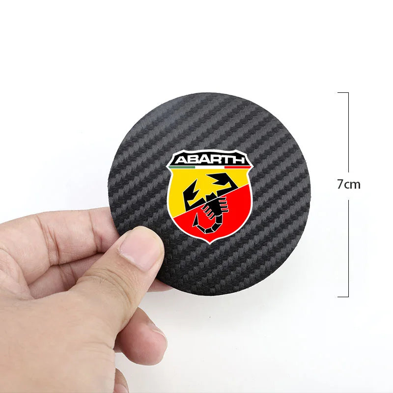 2Pcs Car Coasters Carbon Fiber Cup Holder Mat For Fiat 500 Abarth Punto Panda Doblo Car Interior Accessories Decorative Coasters