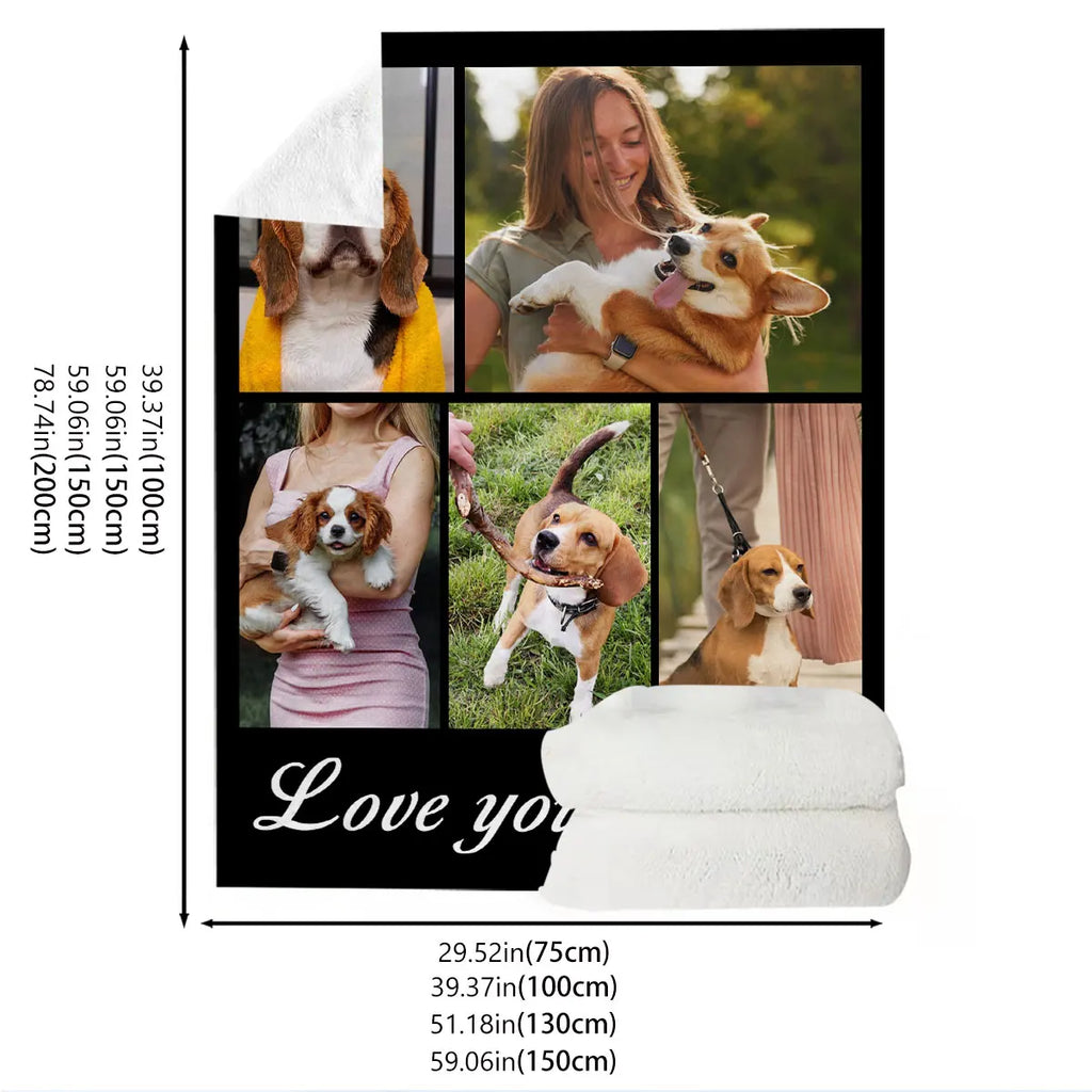 1Pc Customized Five Palace Customized Photo Frame Forever Love Theme Personalized Blanket Witness Love Gift for Love - Photo Hd Printing to Flannel Blanket, Soft and Warm for Sofa, Bed, Office, Car and Outdoor Travel - All Se