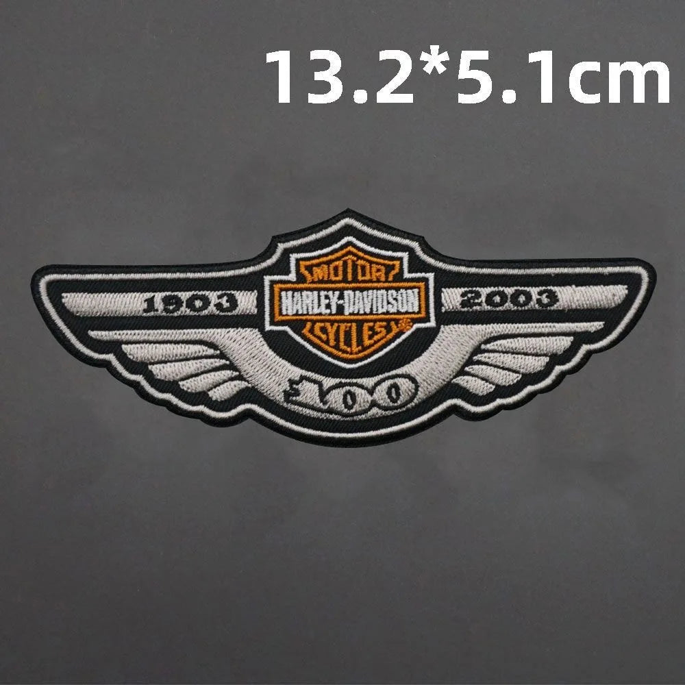 New Harley Davidson Punk Embroidered Patches on Clothes Iron on Patches for Clothing Jacket Badge DIY Biker Appliques Stirpes