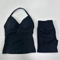 2 Pieces Sports Set Women Backless Tank Tops High Waist Scrunch Seamless Shorts Sport Suit Gym Set Sportswear Workout Set